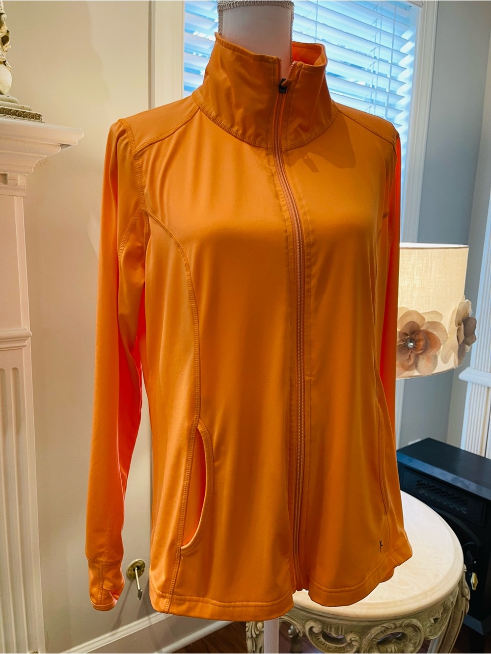 Danskin Now Orange Full-Zip Utility Jacket